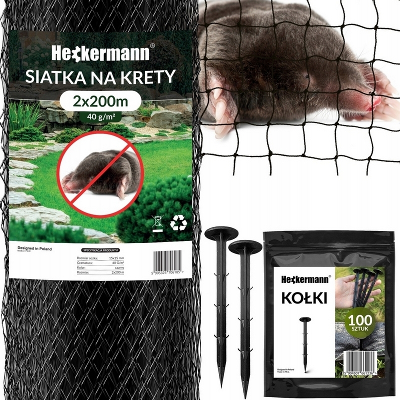 SIEŤ NA KROTKY NA TRÁVNIK PROTI KRTOM HRBOŠE 100x KOLÍK 2x200m 40g/m2